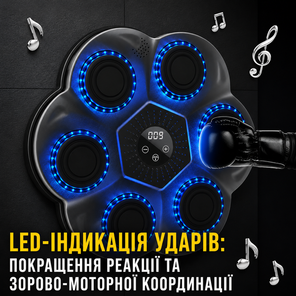 Настінний боксерський тренажер з LED-підсвічуванням, LY-1083 Bluetooth-колонкою та режимами тренування LY1083 фото